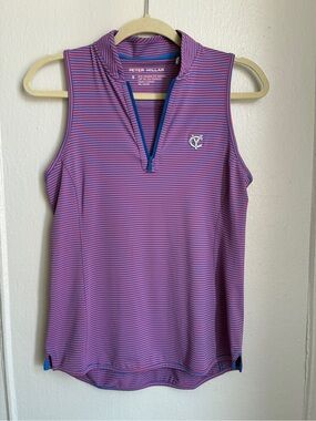 Peter Millar 1/4 Zip Sleeveless Golf Top UPF 50+ Sun Protection Size Small